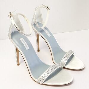 Nine West Toria Heeled Sandals, White Satin, Women's 9 M